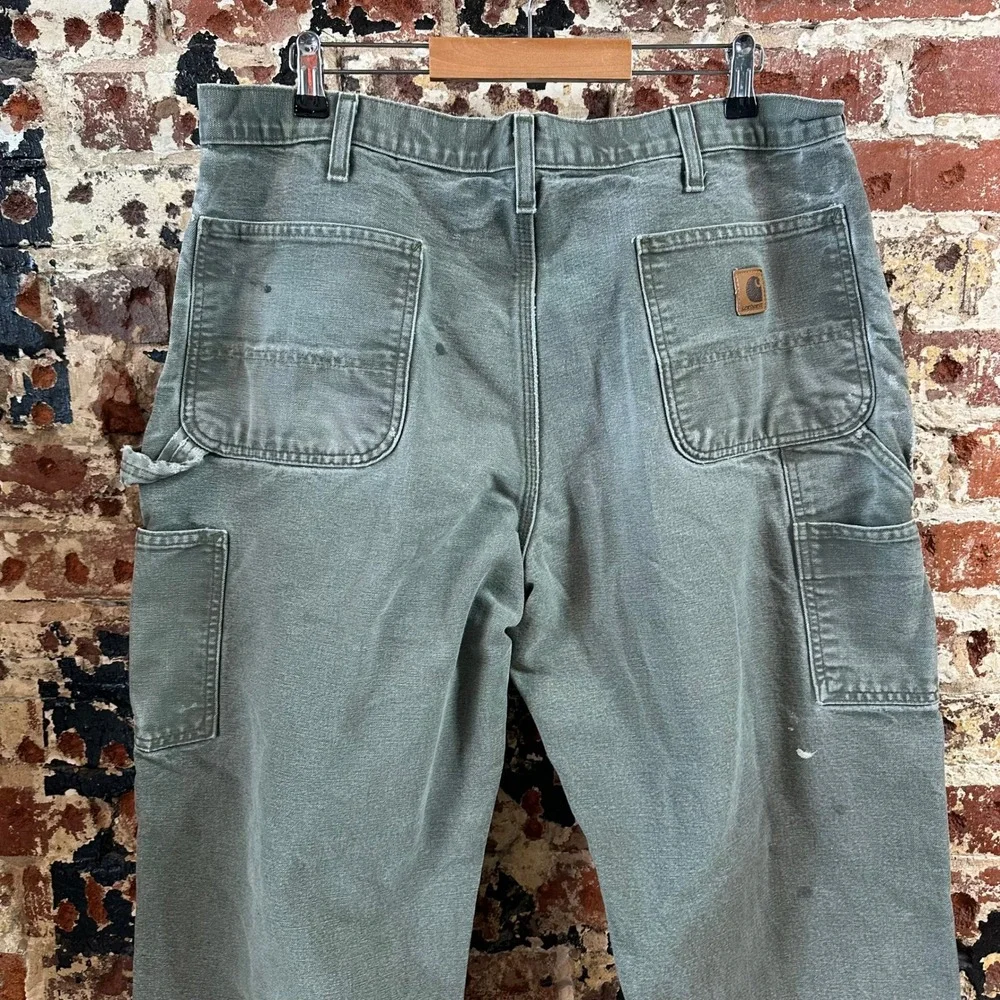 Carhartt B11 MOS Green Washed Duck Canvas Carpenter Workwear Pants Mens 38x30
